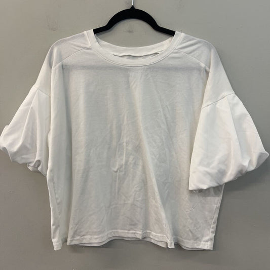 White Boxy Short Puff Sleeve Top Small