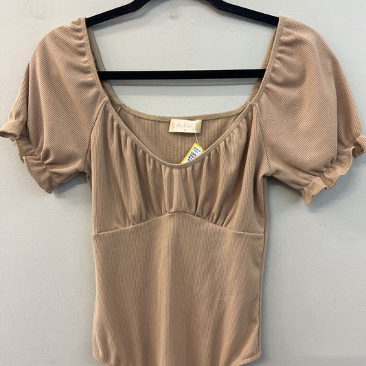 Altar'd State Light Brown Short Puff Sleeve Bodysuit Small