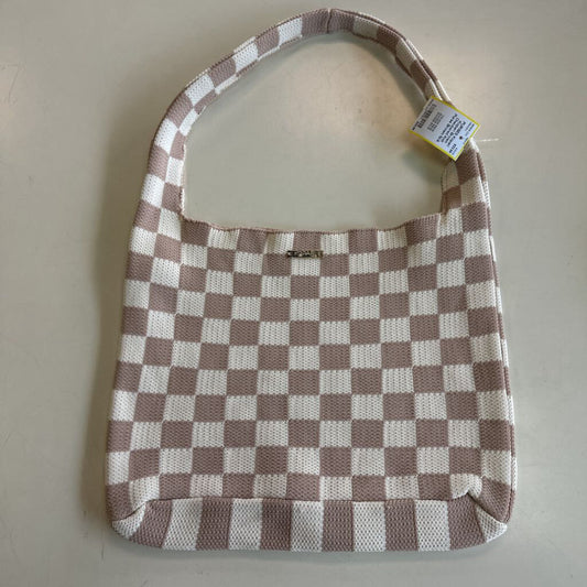 Kopari Brown Checkered Knit Purse