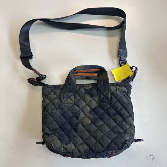 Black/ Green Camo Print Quilted Crossbody Purse