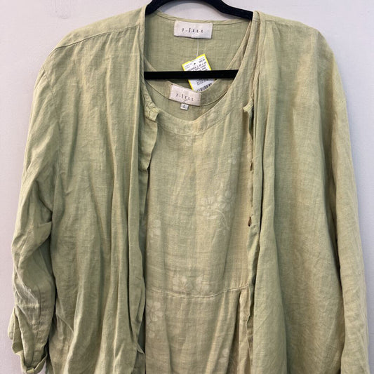 J Jill Green 100% Linen Maxi Dress and Jacket Set Large