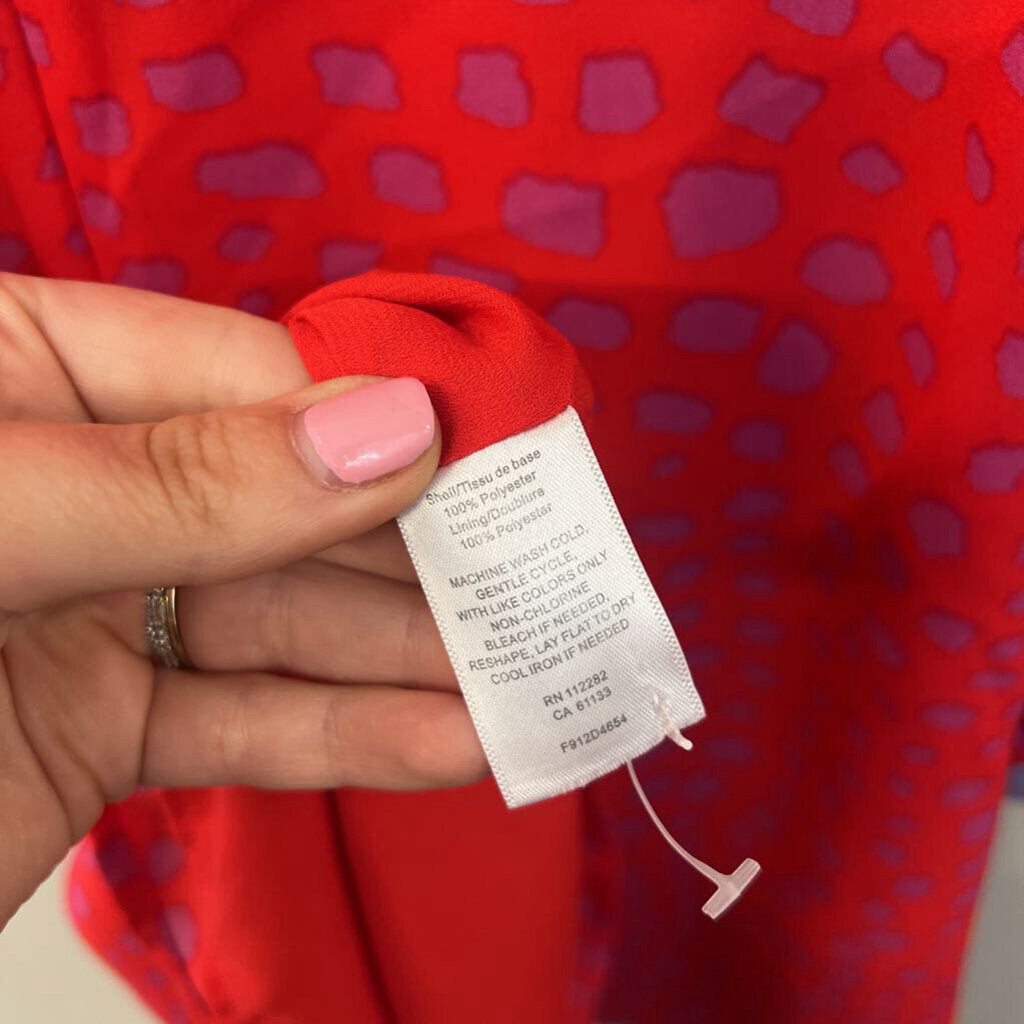 Adelyn Rae Red/ Blue Color Block Print Long Sleeve Dress Small Anthropologie