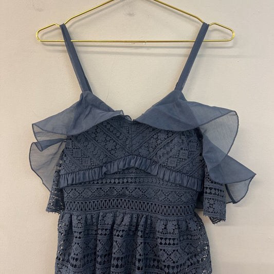 Two Sisters Blue Lace Ruffle Top Dress Small