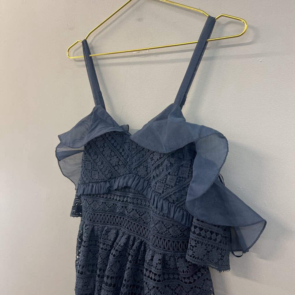 Two Sisters Blue Lace Ruffle Top Dress Small