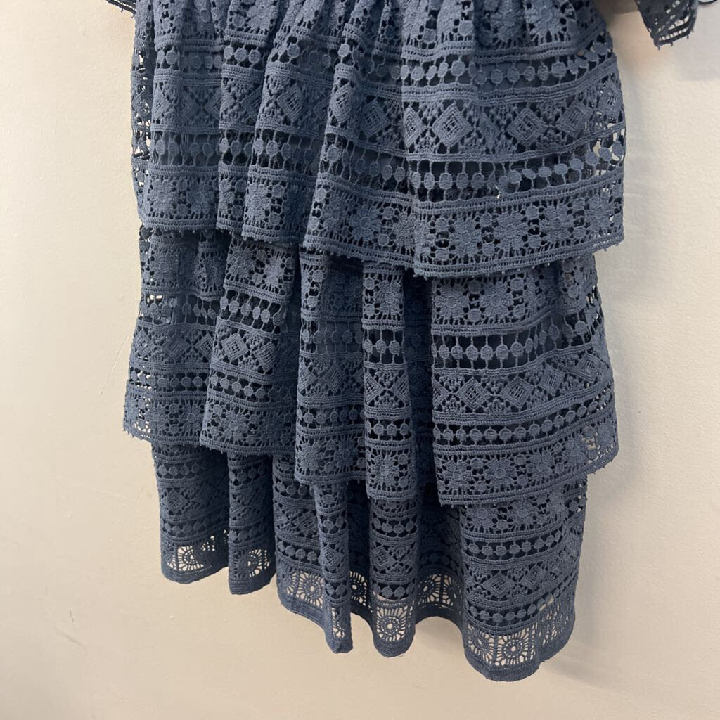 Two Sisters Blue Lace Ruffle Top Dress Small