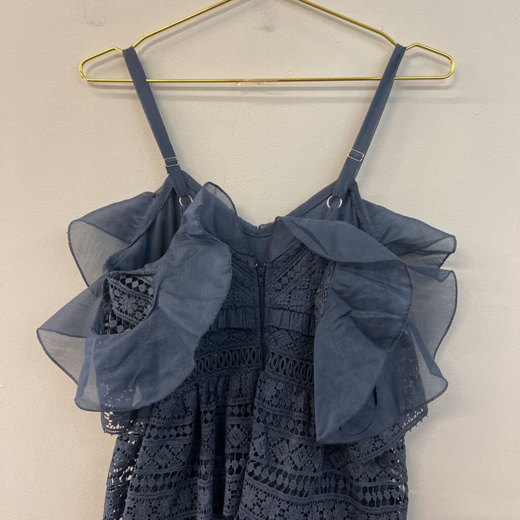 Two Sisters Blue Lace Ruffle Top Dress Small
