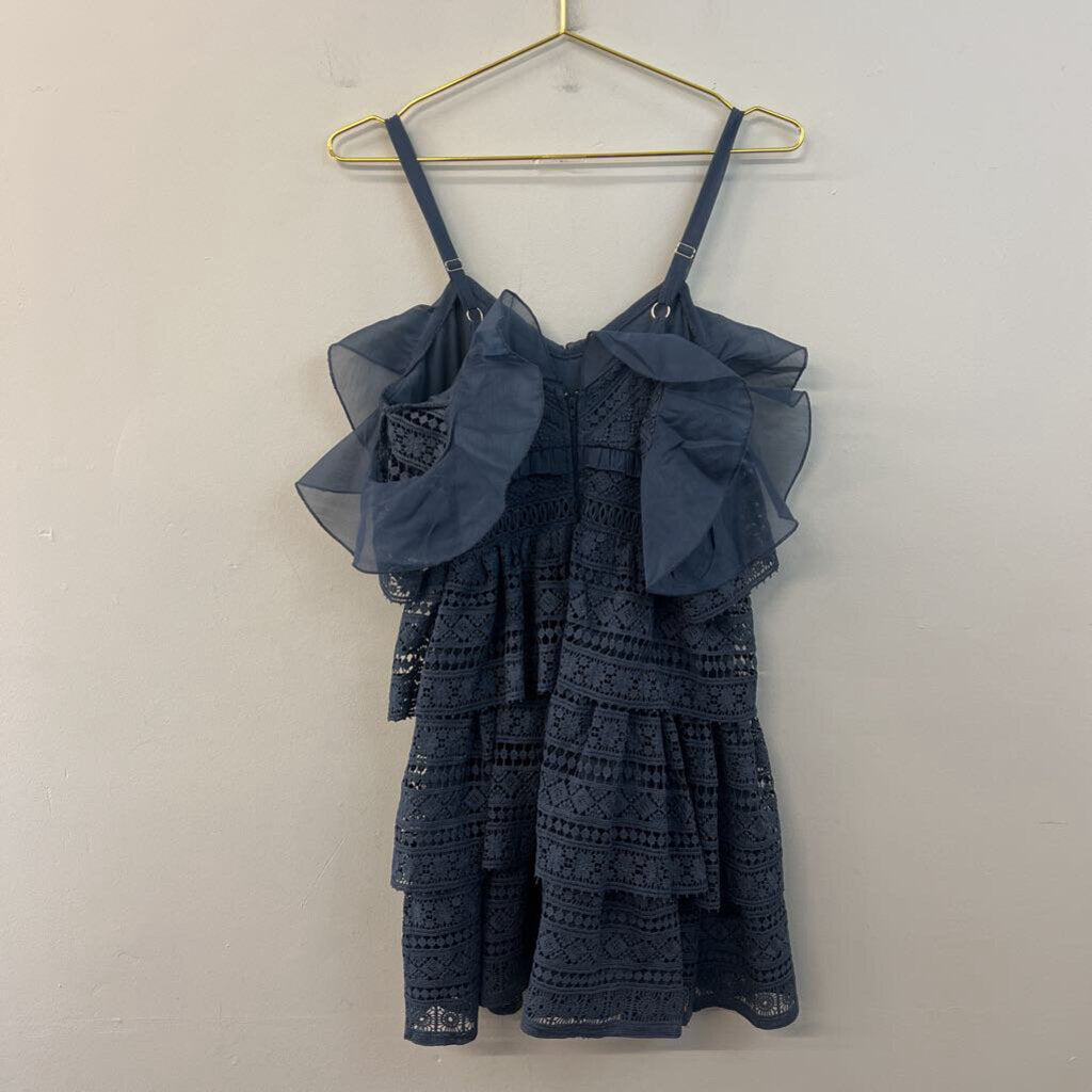 Two Sisters Blue Lace Ruffle Top Dress Small