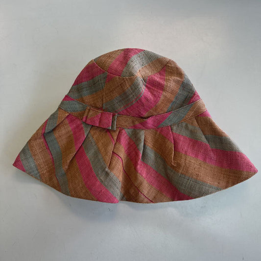 Brown/ Multi Striped Raffia Bucket Hat