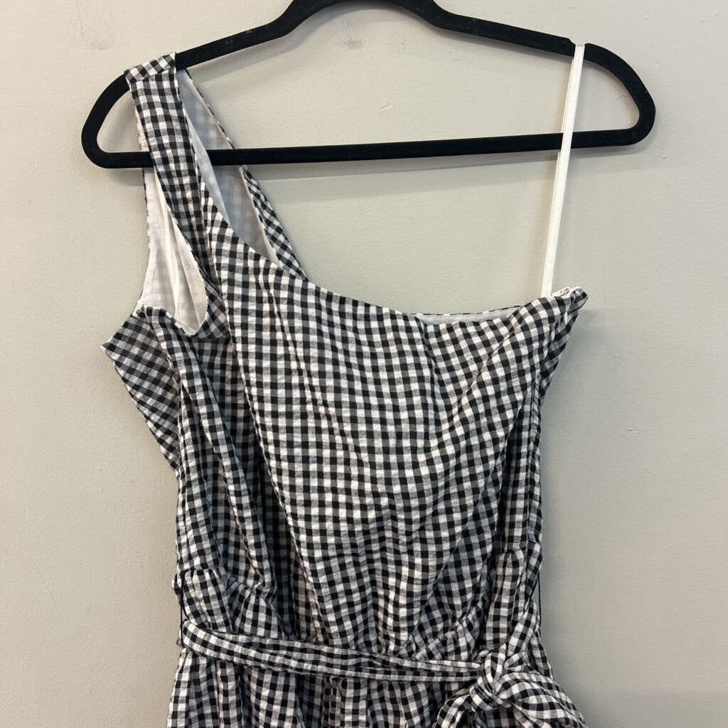 Vineyard Vines Black/ White Gingham One Shoulder Dress 16