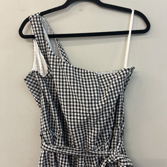 Vineyard Vines Black/ White Gingham One Shoulder Dress 16