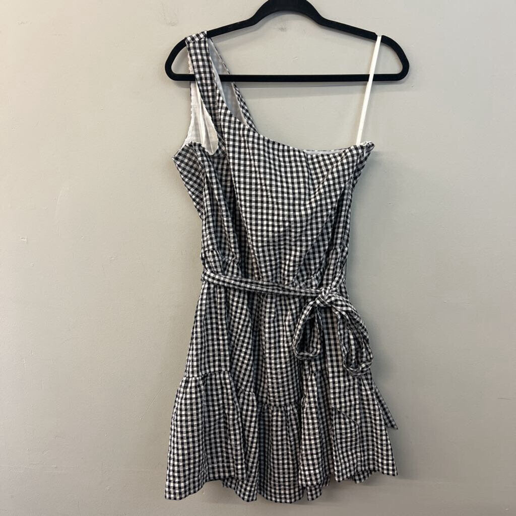 Vineyard Vines Black/ White Gingham One Shoulder Dress 16