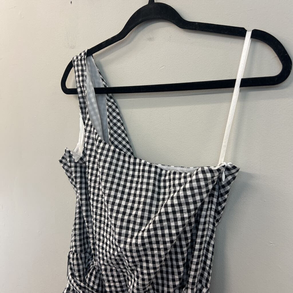 Vineyard Vines Black/ White Gingham One Shoulder Dress 16
