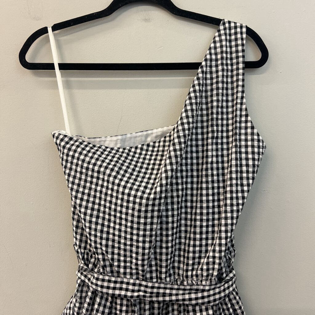 Vineyard Vines Black/ White Gingham One Shoulder Dress 16