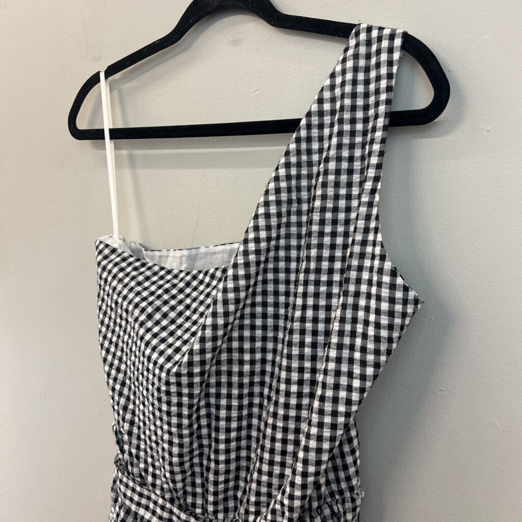 Vineyard Vines Black/ White Gingham One Shoulder Dress 16