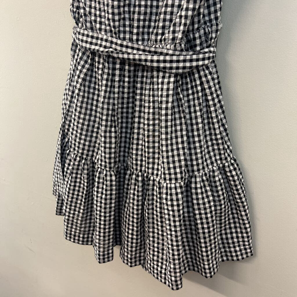 Vineyard Vines Black/ White Gingham One Shoulder Dress 16