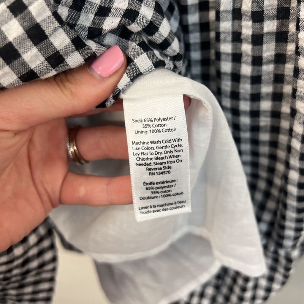 Vineyard Vines Black/ White Gingham One Shoulder Dress 16