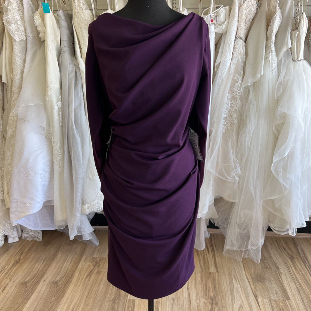 NWT Betsy & Adam Cowl Neck Cape Cocktail Dress 12