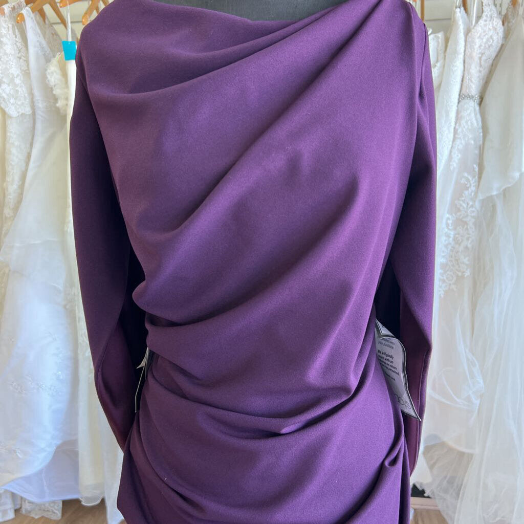 NWT Betsy & Adam Cowl Neck Cape Cocktail Dress 12