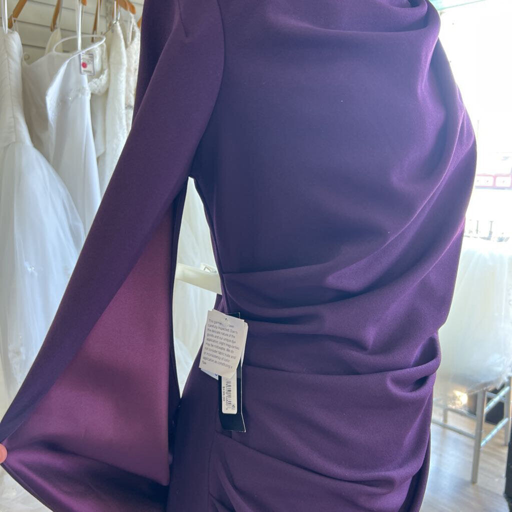 NWT Betsy & Adam Cowl Neck Cape Cocktail Dress 12