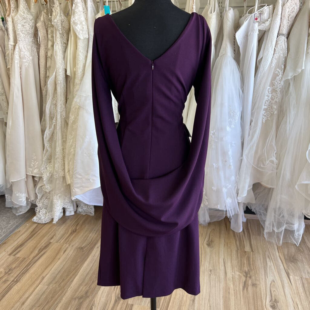 NWT Betsy & Adam Cowl Neck Cape Cocktail Dress 12