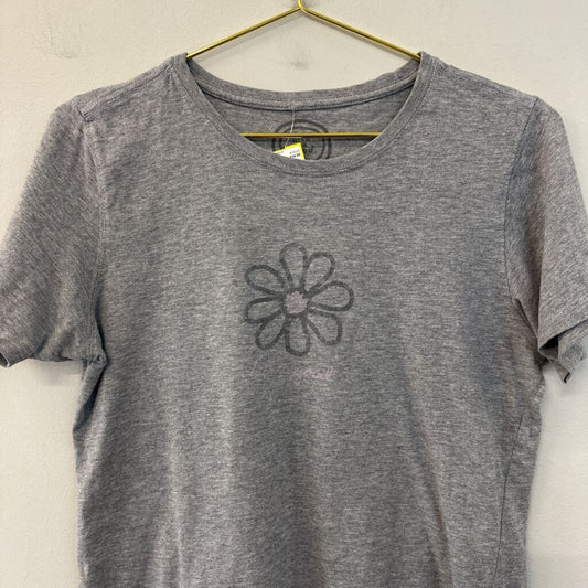 Life Is Good Grey Flower Short Sleeve Graphic Tee Medium