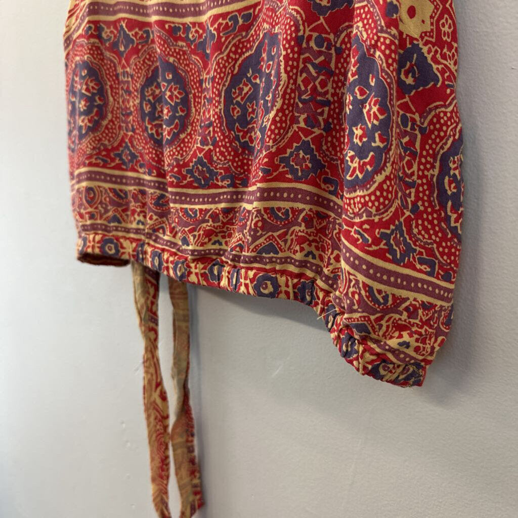 LA Hearts Red/ Multi Cropped Tie Back Tank Top Large