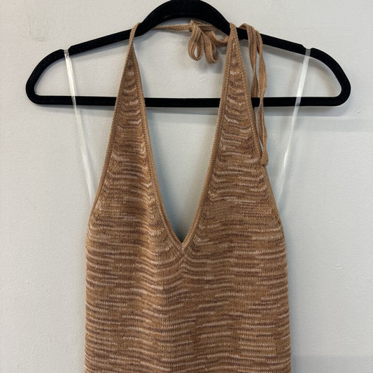 Brown Knit Halter Neck Dress Large