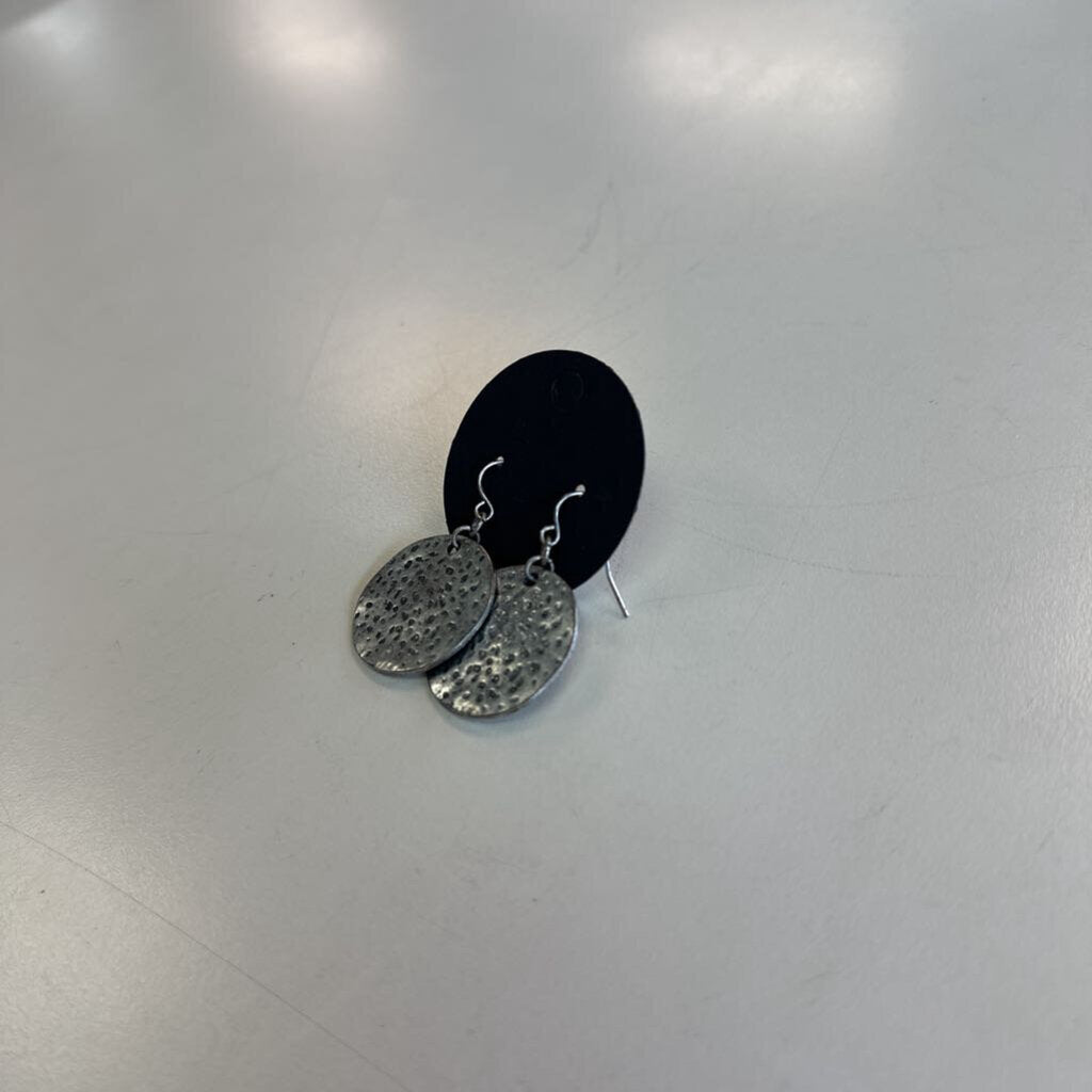 Hammered Silver Circle Earrings
