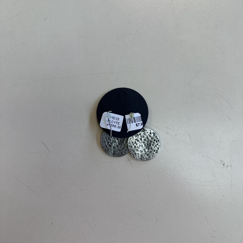 Hammered Silver Circle Earrings