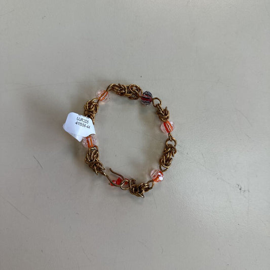 Gold/Clear/Orange Chain/Bead Bracelet