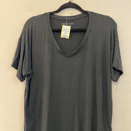 American Eagle Black V Neck Short Sleeve Top Extra Small