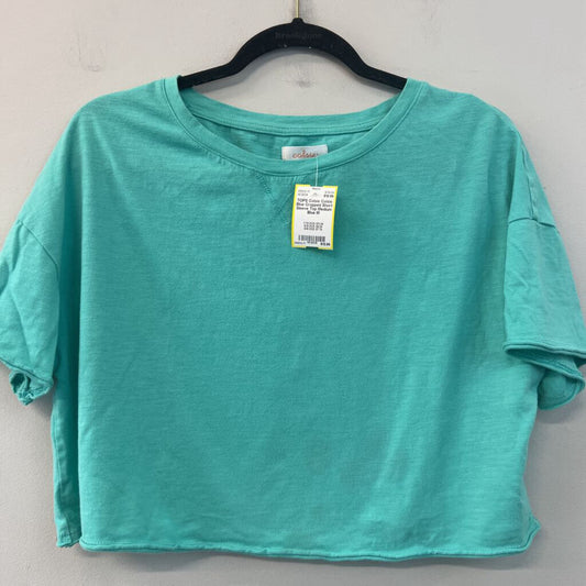Colsie Blue Cropped Short Sleeve Top Medium