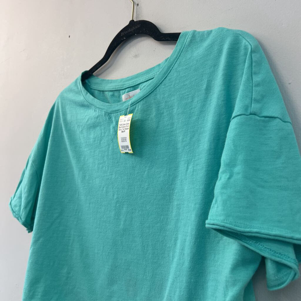 Colsie Blue Cropped Short Sleeve Top Medium