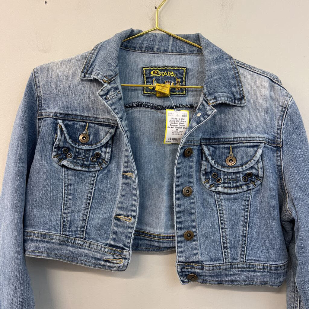 Star Jeans Medium Wash Cropped Denim Jacket Medium