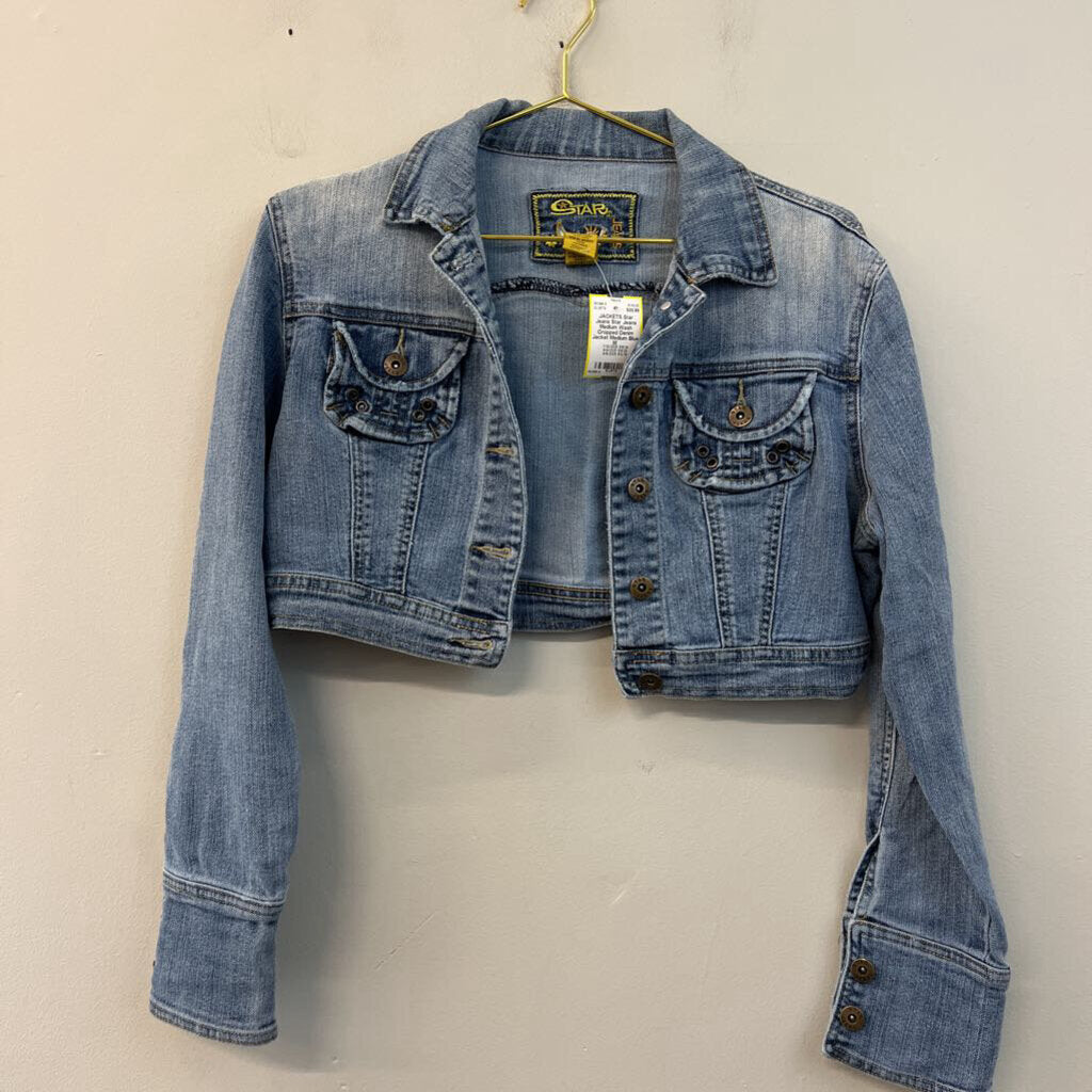 Star Jeans Medium Wash Cropped Denim Jacket Medium