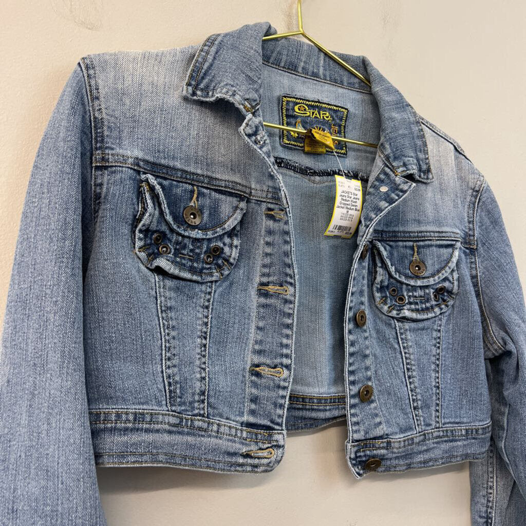 Star Jeans Medium Wash Cropped Denim Jacket Medium