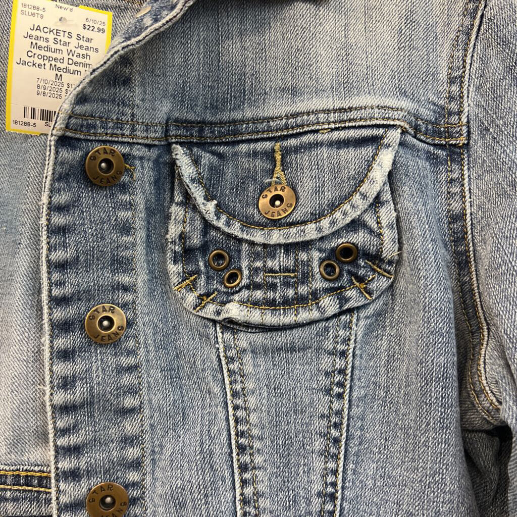 Star Jeans Medium Wash Cropped Denim Jacket Medium