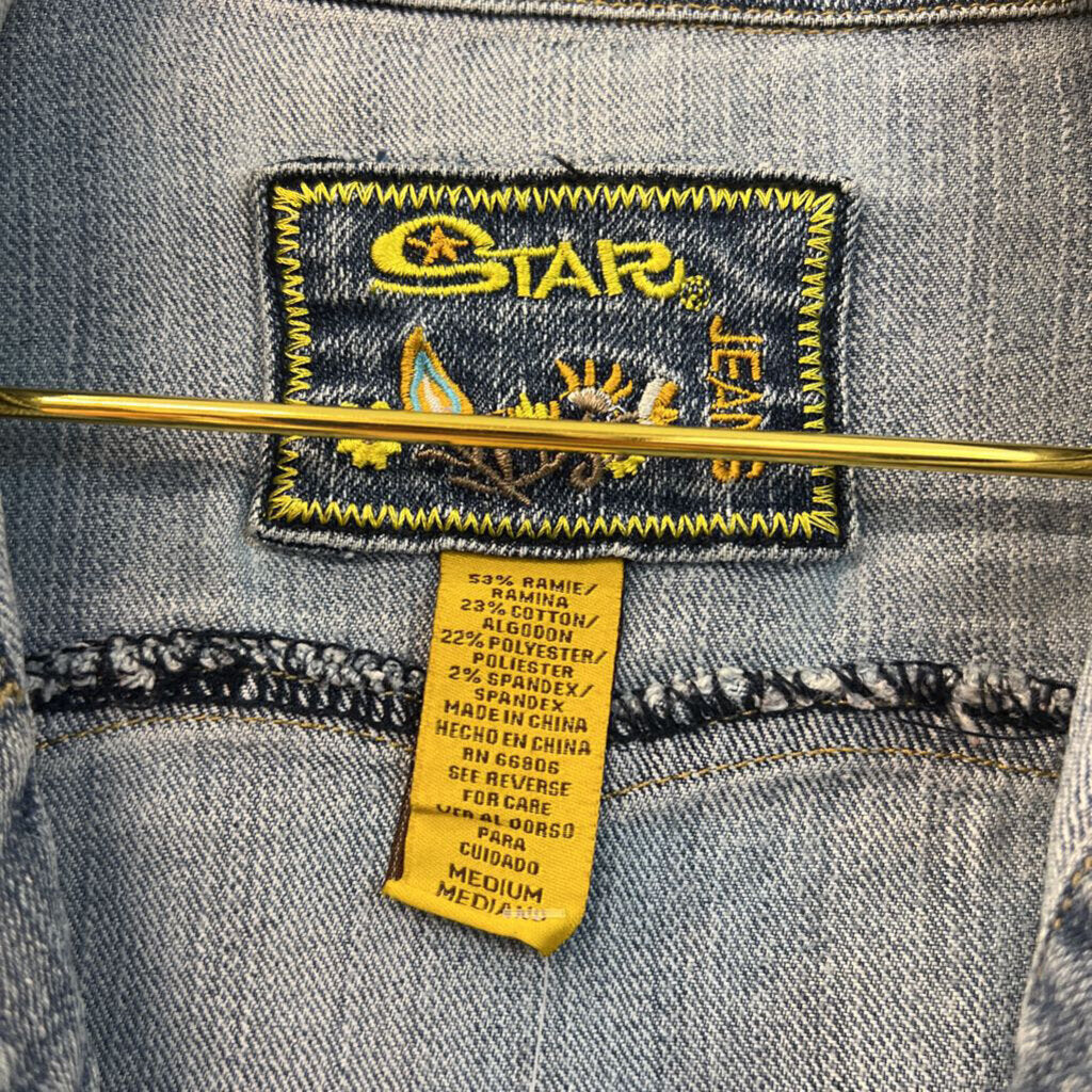 Star Jeans Medium Wash Cropped Denim Jacket Medium