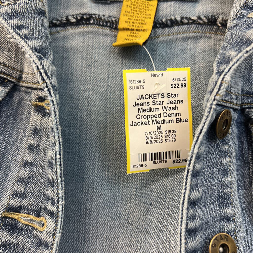 Star Jeans Medium Wash Cropped Denim Jacket Medium