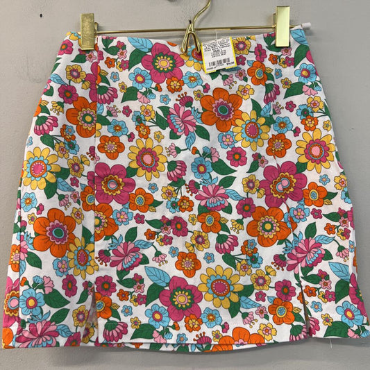 Love on a Hanger White/ Multi Retro Flower Print Skirt 1