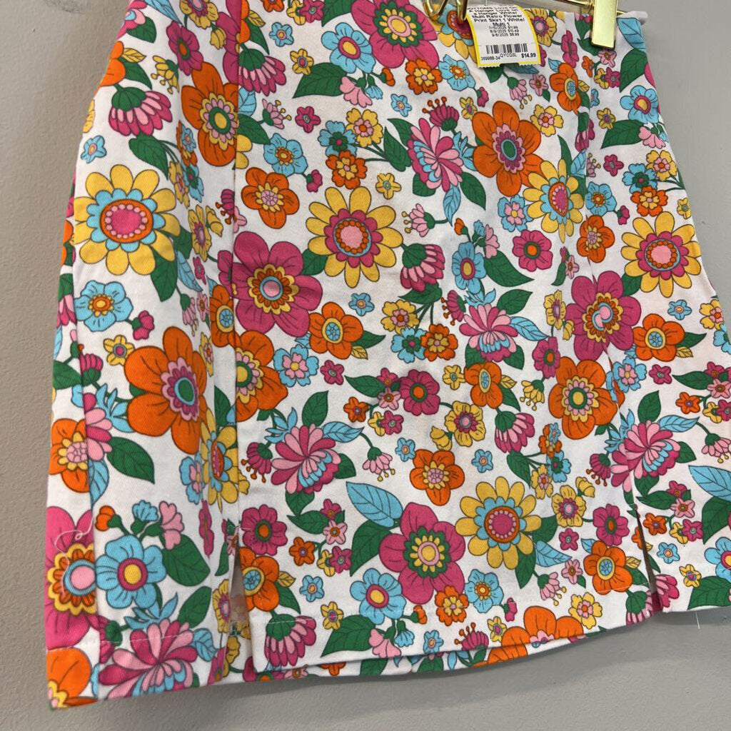 Love on a Hanger White/ Multi Retro Flower Print Skirt 1