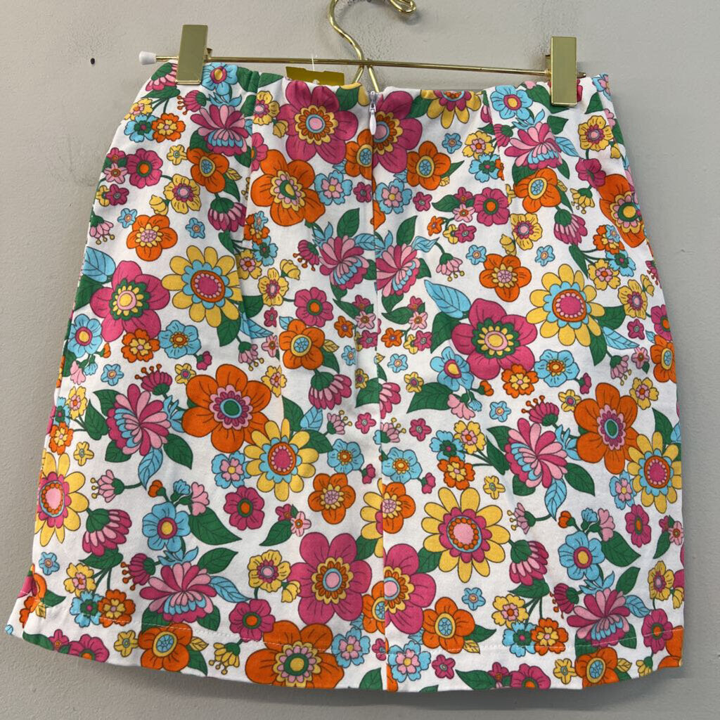 Love on a Hanger White/ Multi Retro Flower Print Skirt 1