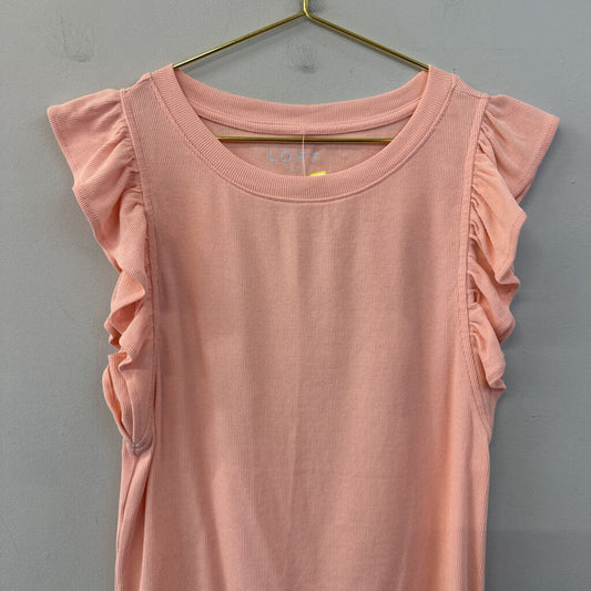 Loft Orange Short Ruffle Sleeve Top Medium