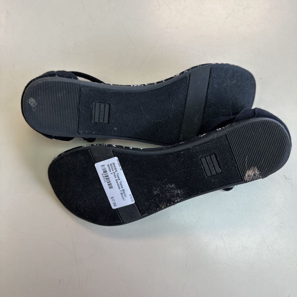 Toms Black/ White Print Sandals 7