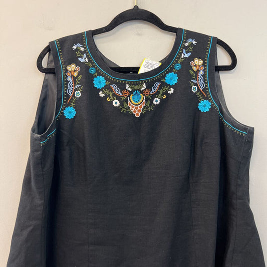 Black/Blue Embroidered Vintage Tank 16P