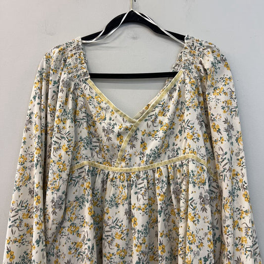 Cream/Yellow Floral Longsleeve Top Large