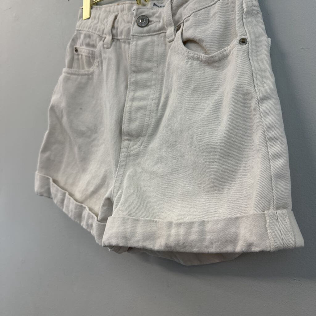 Stradivarius Cream Denim High Waisted Shorts 2