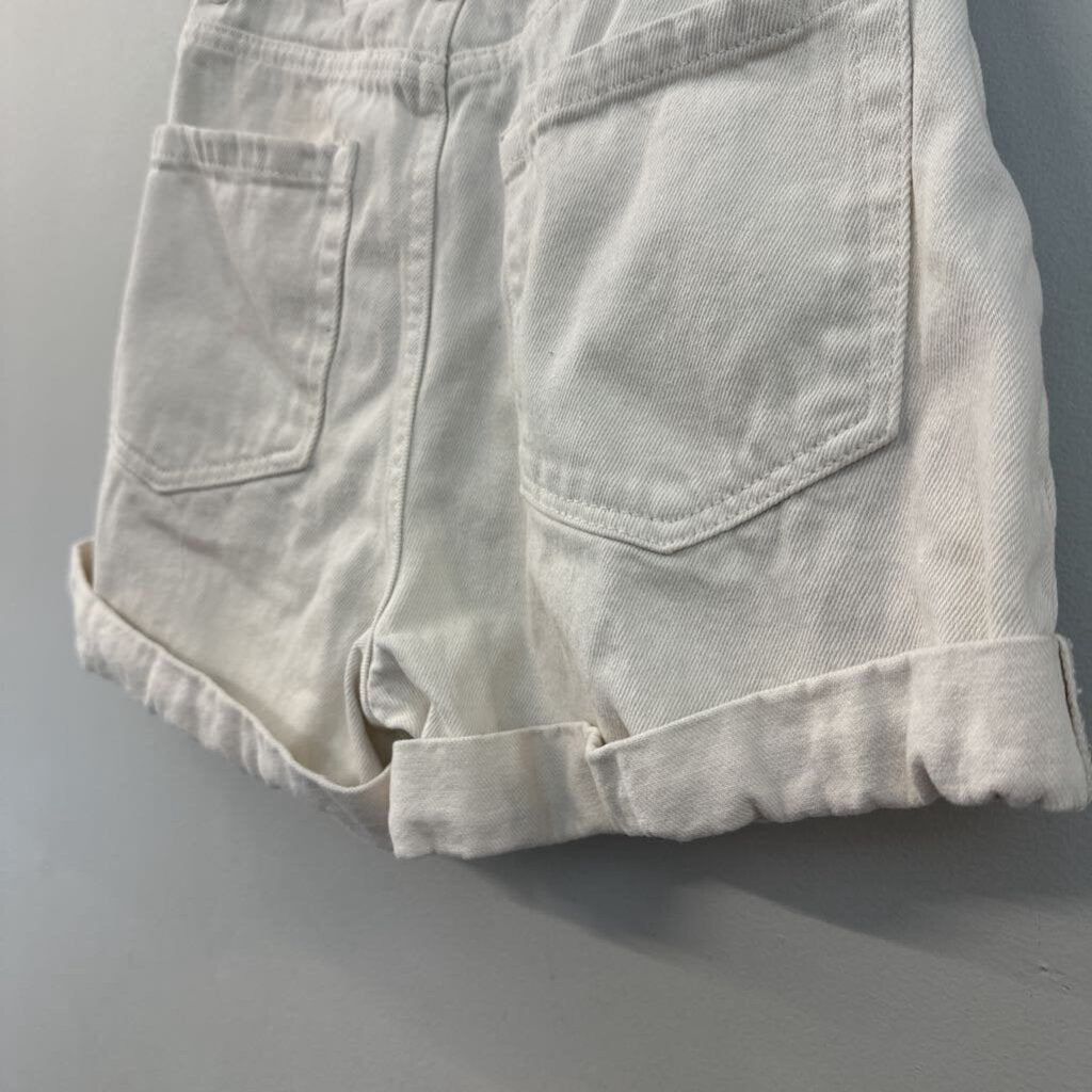 Stradivarius Cream Denim High Waisted Shorts 2