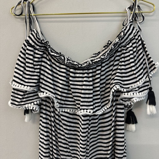 Loft Black/White Striped Offshoulder Large