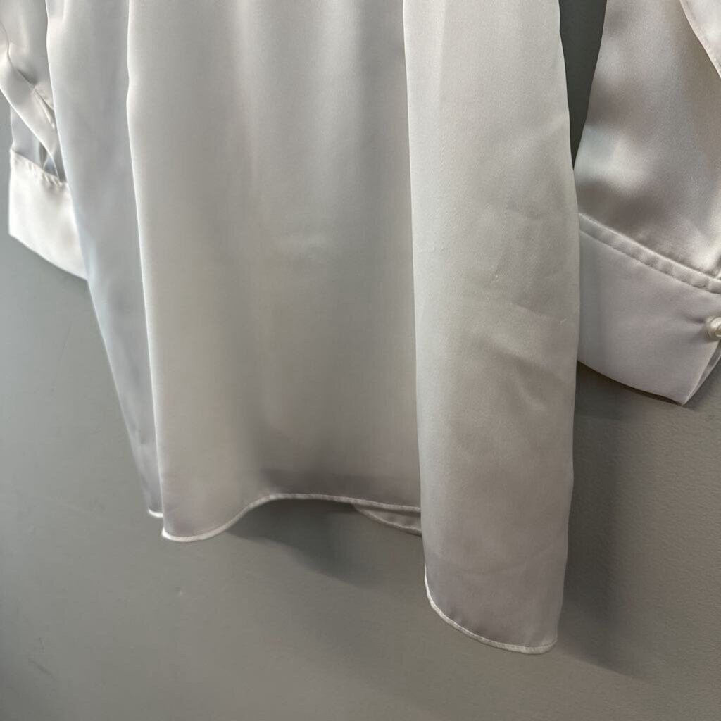 Zara White Silky Long Sleeve Dress Extra Small